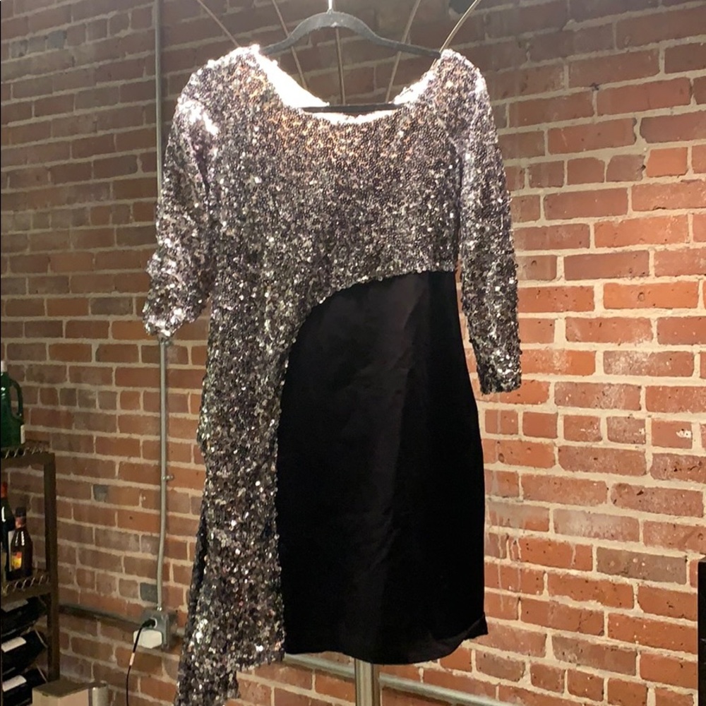 Christina Karen sparkle and black mid thigh dress